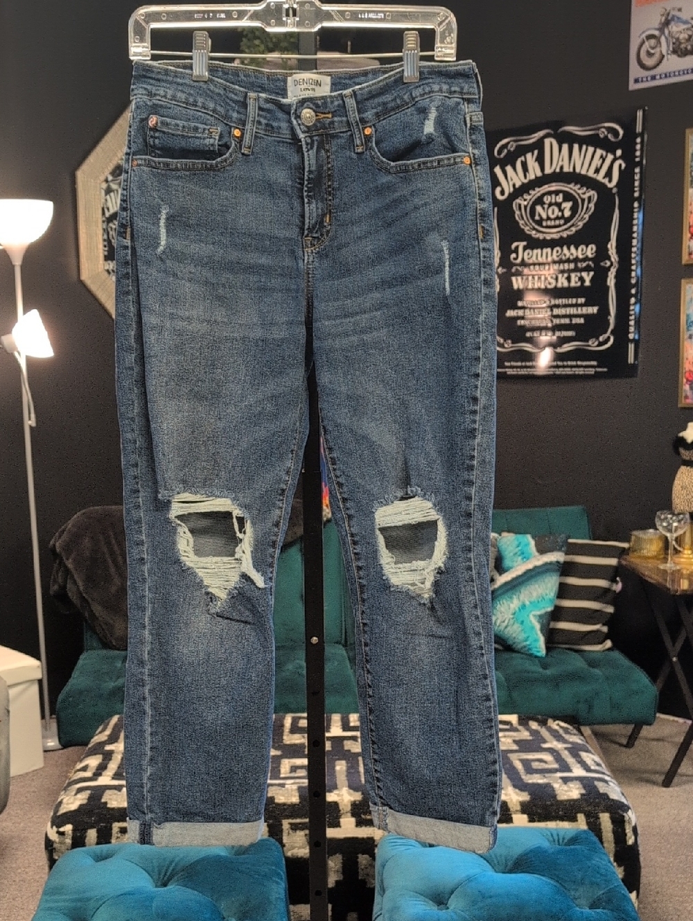 Levi's Boyfriend Jeans Distressed Blue Denim